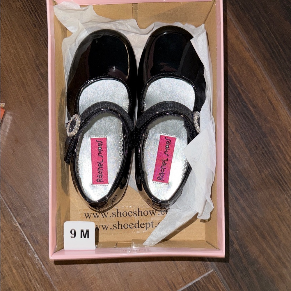 Rachel Shoes Glossy Black Kids Dress Shoes - Picture 2 of 4